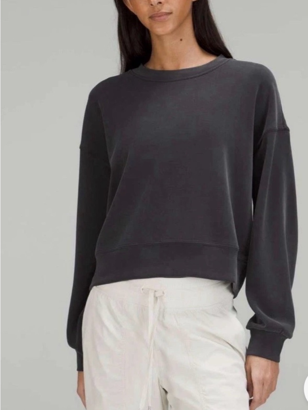 Lululemon Perfectly Oversized Cropped Crew *Softstreme Women’s Black Size 6 Top